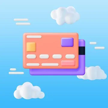 3D Bank Card in Clouds Stock Illustration