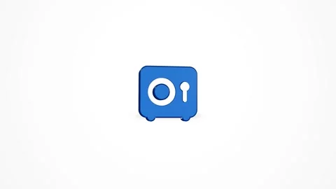 3D Bank Safe Security Vault Icon Animated Loop on White Background 4K Stock Footage 347650979