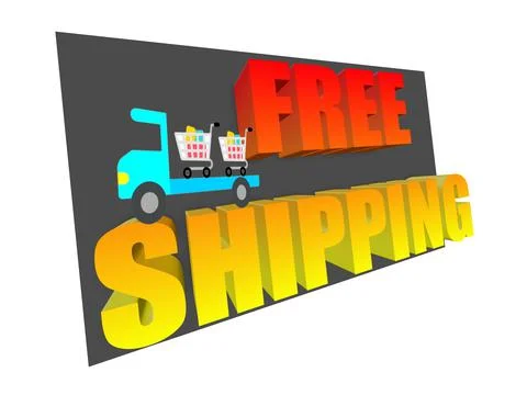 3D Banner FREE SHIPPING with gradient color yellow and red text. Stock Illustration