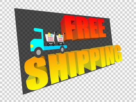 3D Banner FREE SHIPPING with gradient color yellow and red text Stock Illustration