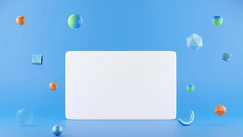 3D banner with space for text or merchandise, blue background with 3D Stock Illustration