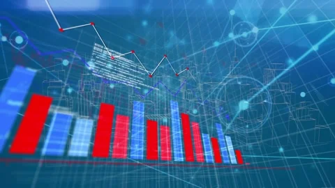 3D bar chart and line graph animating on scene load, growing, tracing trends, Stock Footage 333894130