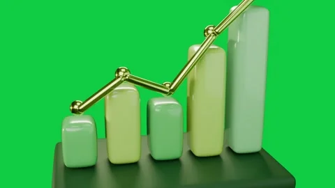 3D bar chart assembling on pod transparent backdrop, orbs dropping causing bars Stock Footage 340269393