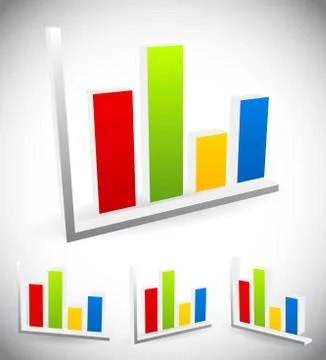 3d bar chart, bar graph elements, vector for presentation, statistics, analyt 스톡 일러스트