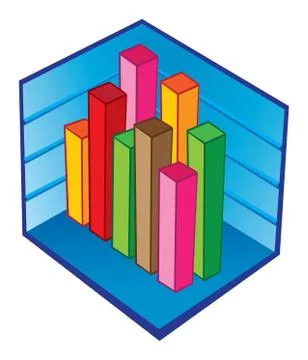 3D Bar chart for business statistics presentation vector illustration Stock Illustration