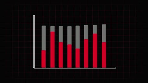 3D Bar chart data visualization with contrasting value columns. Grid based .. Stock Footage 331876685