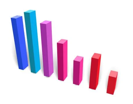 3d bar chart down vector Stock Illustration
