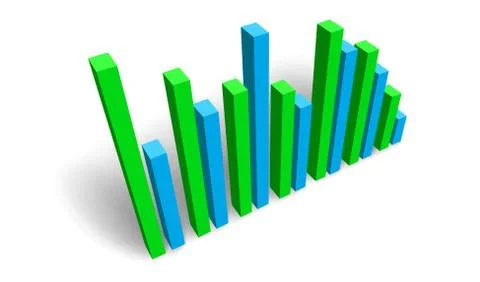 3d bar chart down vector Stock Illustration