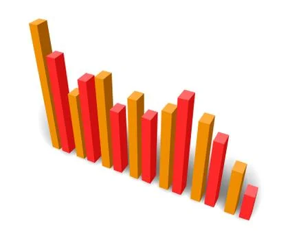 3d bar chart down vector Stock Illustration