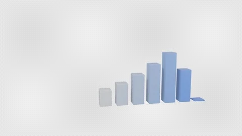 3D bar chart growing, alpha channel, transparent background Stock Footage 347471985