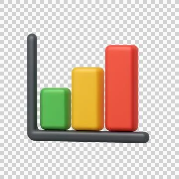 3D bar chart icon with colorful bars representing growth and business analyt Stock Illustration