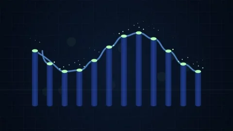 3D Bar Chart with Line Graph Showing Upward Trend and Growth Stock Footage 346660624