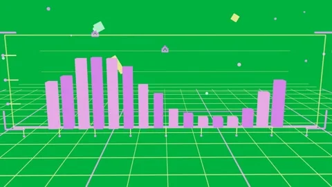 3D bar chart revealing data, camera pulling back rightward, block tilting on Stock Footage 334198738