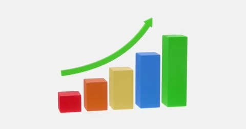 3D Bar Chart with rising arrows animation for business, economic growth Stock Footage 284409959