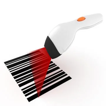 3d bar code scanner, on white background Stock Illustration