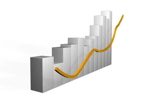 3d bar graph with undulating performance Illustrazione stock