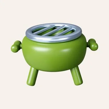 3d barbecue grill. elements for camping, hiking , summer camp, traveling, trip Stock Illustration