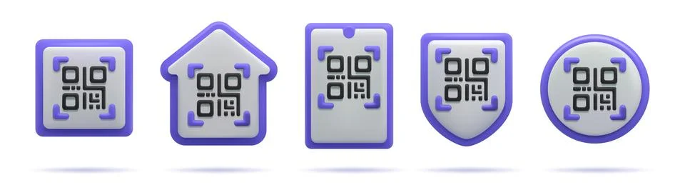 3D barcode. Square QR code. Shop bar scan in phone. Identification scanner... Illustrazione stock