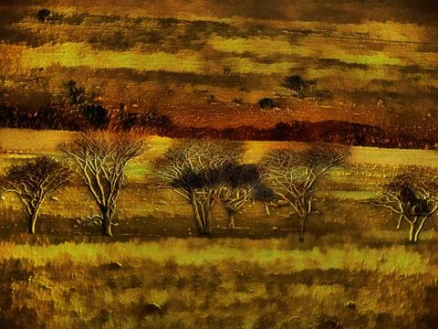 3d bare trees in nature Stock Illustration