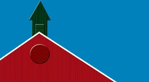 3d Barn house of red colored with blue colored background. Stock Illustration