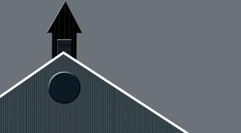 3d Barn house of red colored with blue colored background. Stock Illustration