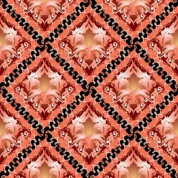 3d Baroque seamless pattern. Vector ornamental damask background Illustrazione stock