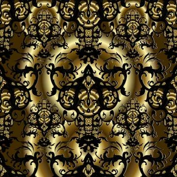 3d Baroque vector seamless pattern. イラスト素材
