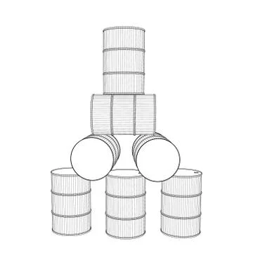 3d barrel set.Vector outline illustration. Stock Illustration