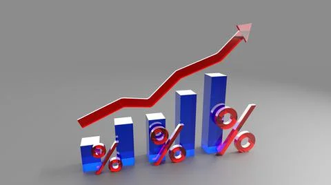 3D Bars and Graph made of glossy glass or plastic depicting Inflation. Stock Illustration