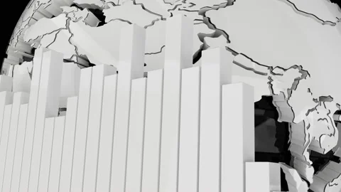 3D Bars and world globe on the background.Stock MarketBusiness and marketing Video stock 160345115