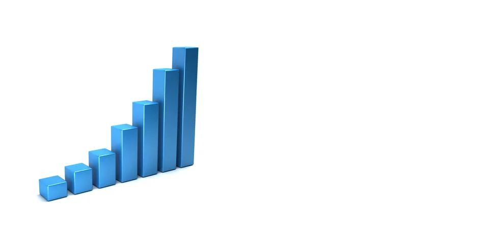 3D bars growing up concept copy space. Render illustration Stock Illustration