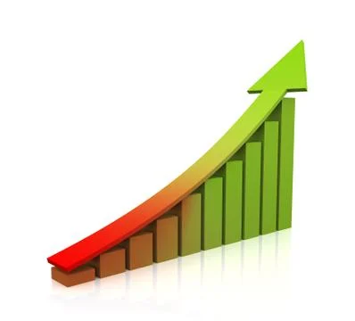 3d bars with propgress arrow Stock Illustration