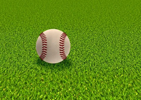 3D Baseball ball on grass Stock Illustration