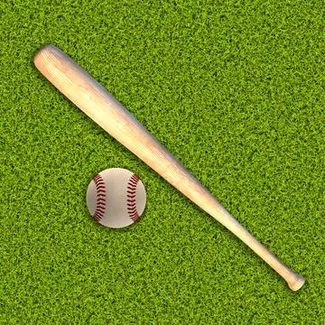 3D Baseball ball on grass Иллюстрация