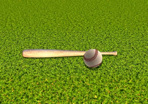 3D Baseball ball on grass Stock Illustration