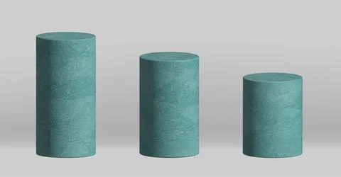 3d basic geometric shapes vector illustration. Blue 3d column. Stock Illustration