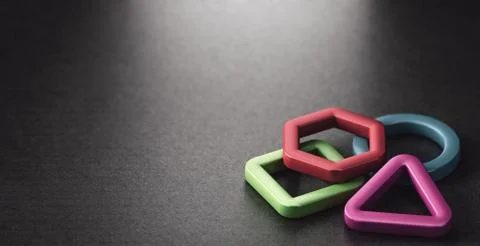 3d basic shapes over black background. 스톡 사진