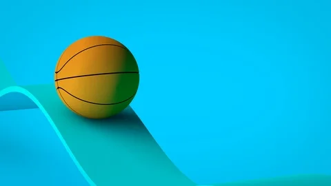 3D Basketball Loop - Cyan Stock Footage 124392814