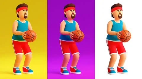 3D basketball player with the ball is preparing to throw Stock Illustration