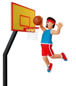 3d basketball player throws the ball into the hoop Stock Illustration