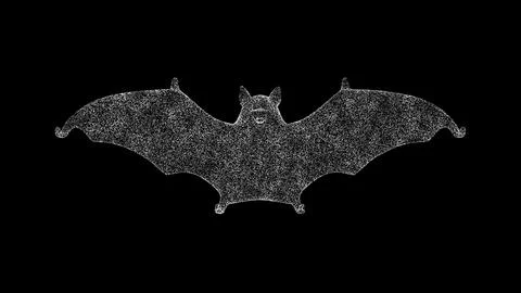 3D bat on black bg. Object dissolved white flickering particles. Business a.. Illustrazione stock