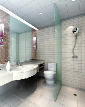 3d bathroom render Stock Photos