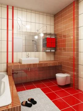 3d bathroom rendering Stock Illustration