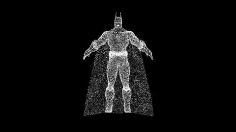 3D Batman figure on black bg. Batman from DC comics. A superhero in a cape... Illustrazione stock