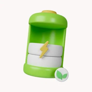 3d battery charge icon smart energy saving, Happy earth day, World environment Illustrazione stock