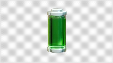 3D battery charging animation on alpha channel Stock Footage 312724572