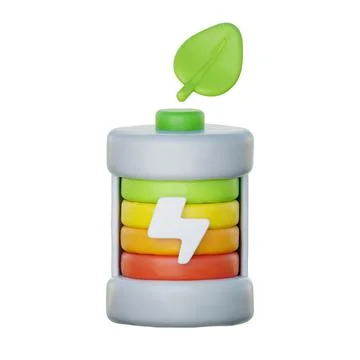 3D battery charging, Environmental Alternative Energy, Clean Energy, cartoo.. Stock Illustration