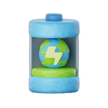 3D battery charging, Environmental Alternative Energy, Clean Energy, cartoo.. Stock Illustration