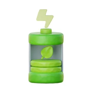 3D battery charging, Environmental Alternative Energy, Clean Energy, cartoo.. Stock Illustration