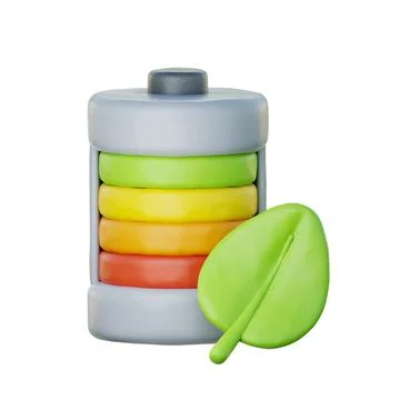 3D battery charging, Environmental Alternative Energy, Clean Energy, cartoo.. Stock Illustration